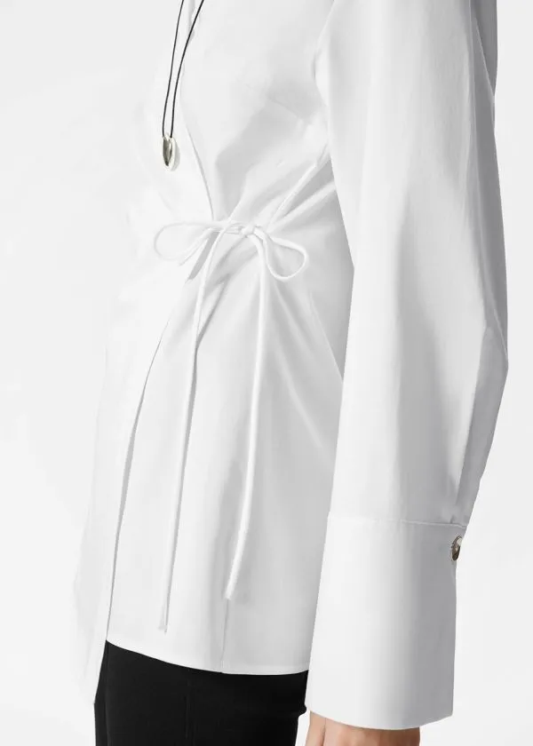 and Other Stories WrapTie Shirt White Women Blouses and Shirts