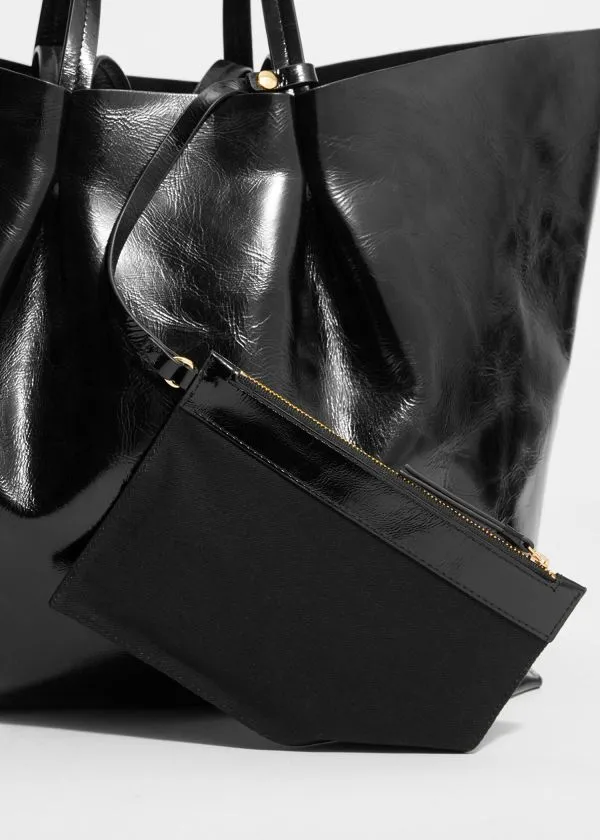 and Other Stories XL Leather Tote Bag Black Women Tote Bags