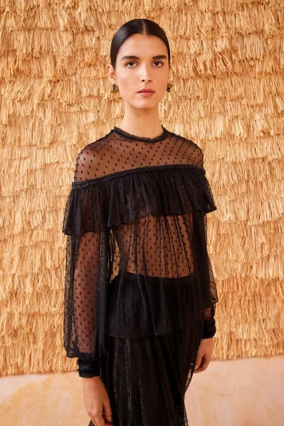 Anelise Blouse Noir Women Ulla Johnson Tops Anelise Blouse Noir Women Ulla Johnson Tops