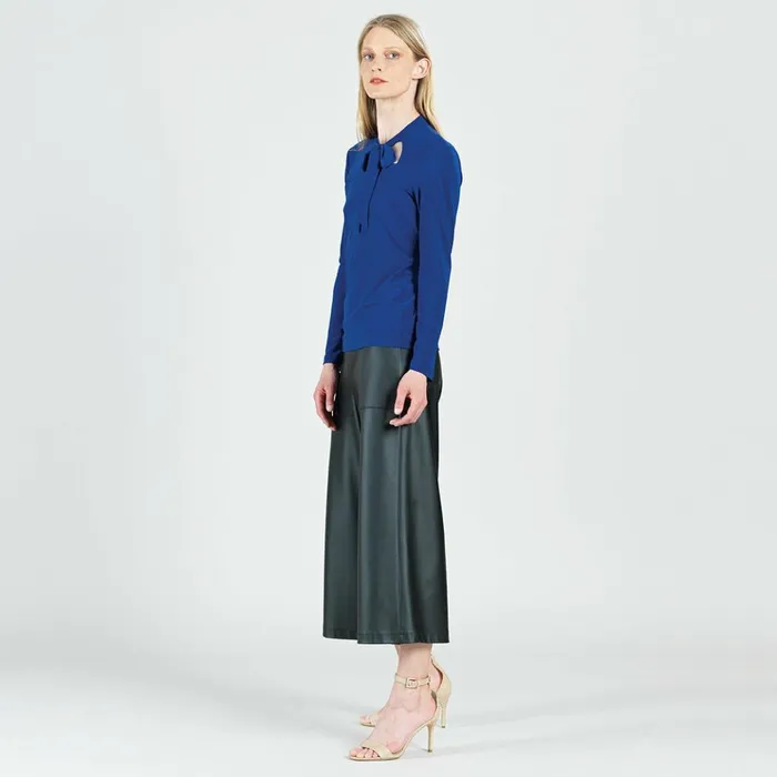 Asymmetrical Bow TieNeck Top 8211 Cobalt 8211 Final Sale Women Clara Sunwoo Tops Tunics