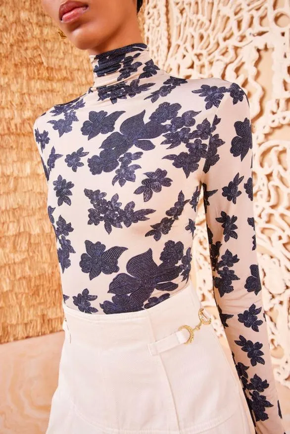 Aurelia Turtleneck Moonflower Women Ulla Johnson Tops Aurelia Turtleneck Moonflower Women Ulla Johnson Tops