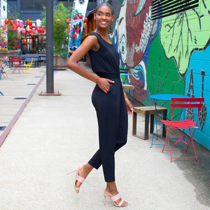 Back Cut Out Jogger Pocket Jumpsuit 8211 Black 8211 Final Sale Women Clara Sunwoo Dresses Jumpsuits