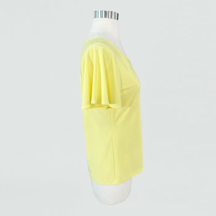 Back Keyhole Flounce Sleeve Top 8211 Yellow 8211 Final Sale Women Clara Sunwoo Tops Tunics