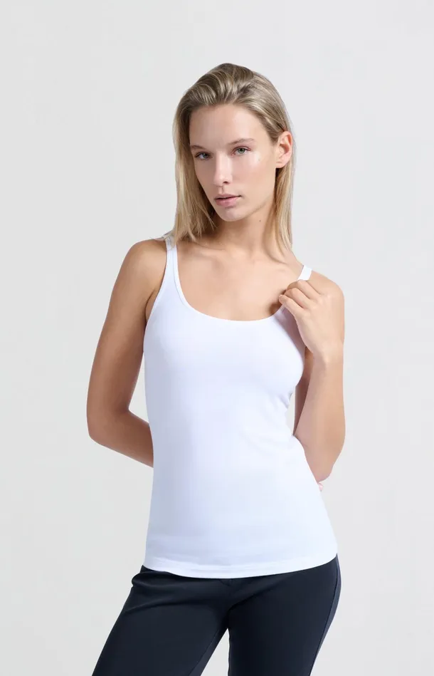 Basic Singlet Pure White Women YAYA Singlets