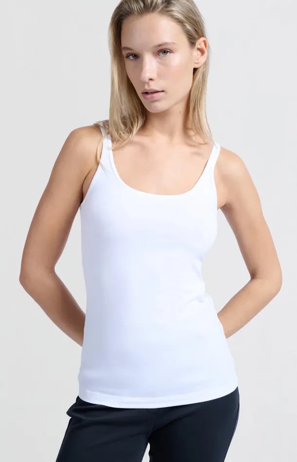 Basic Singlet Pure White Women YAYA Singlets Basic Singlet Pure White Women YAYA Singlets