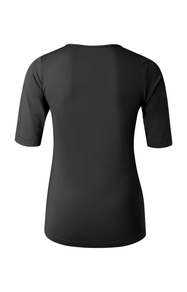 Basic Tshirt With Round Vneck And Midlength Sleeves Pirate Black Women YAYA Tshirts Basic Tshirt With Round Vneck And Midlength Sleeves Pirate Black Women YAYA Tshirts