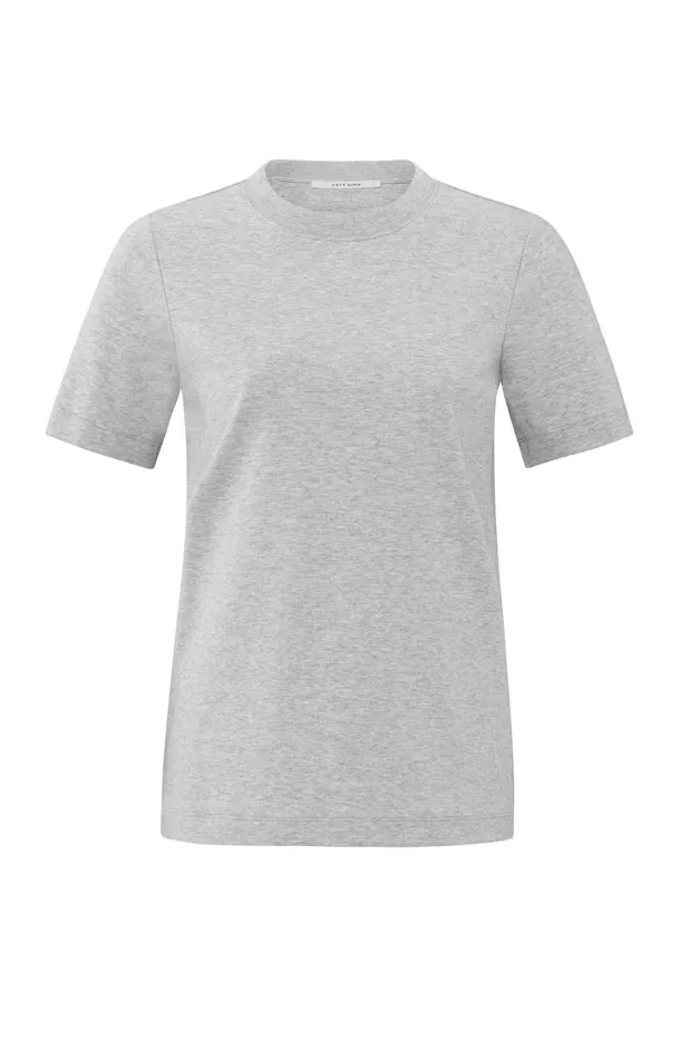 Basic Tshirt With Short Sleeves And Round Neck Medium Grey Melange Women YAYA Tshirts Basic Tshirt With Short Sleeves And Round Neck Medium Grey Melange Women YAYA Tshirts