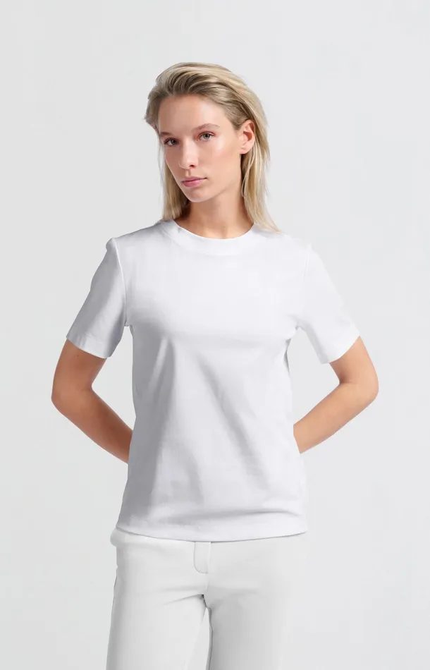 Basic Tshirt With Short Sleeves And Round Neck Pure White Women YAYA Tshirts
