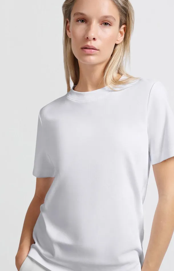 Basic Tshirt With Short Sleeves And Round Neck Pure White Women YAYA Tshirts Basic Tshirt With Short Sleeves And Round Neck Pure White Women YAYA Tshirts
