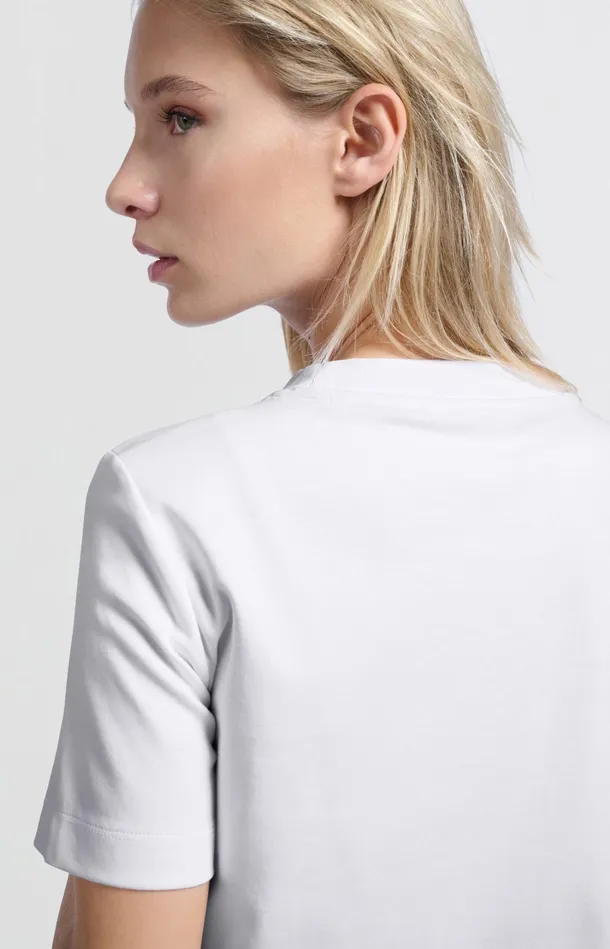 Basic Tshirt With Short Sleeves And Round Neck Pure White Women YAYA Tshirts Basic Tshirt With Short Sleeves And Round Neck Pure White Women YAYA Tshirts
