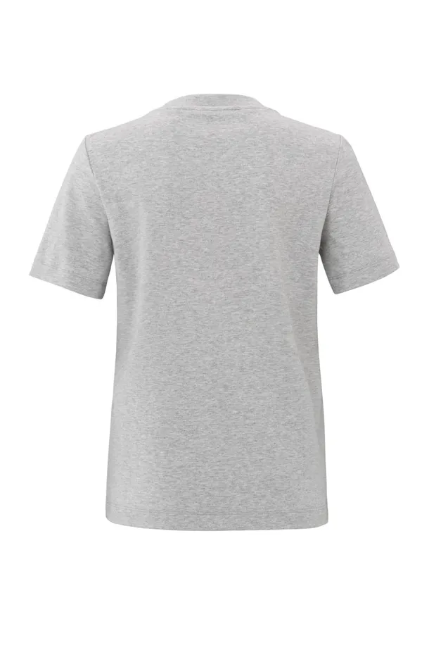 Basic Tshirt With Vneck And Short Sleeves Medium Grey Melange Women YAYA Tshirts Basic Tshirt With Vneck And Short Sleeves Medium Grey Melange Women YAYA Tshirts