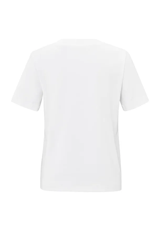 Basic Tshirt With Vneck And Short Sleeves Pure White Women YAYA Tshirts Basic Tshirt With Vneck And Short Sleeves Pure White Women YAYA Tshirts