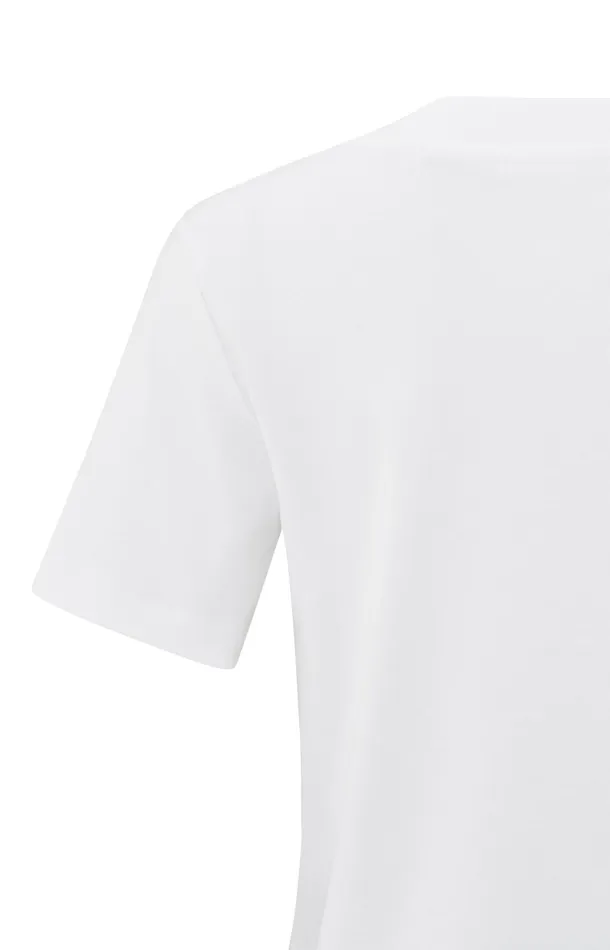 Basic Tshirt With Vneck And Short Sleeves Pure White Women YAYA Tshirts Basic Tshirt With Vneck And Short Sleeves Pure White Women YAYA Tshirts