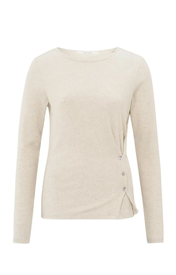 Beige Top With Long Sleeves And Asymmetrical Button Details Light Beige Melange Women YAYA Tops Beige Top With Long Sleeves And Asymmetrical Button Details Light Beige Melange Women YAYA Tops