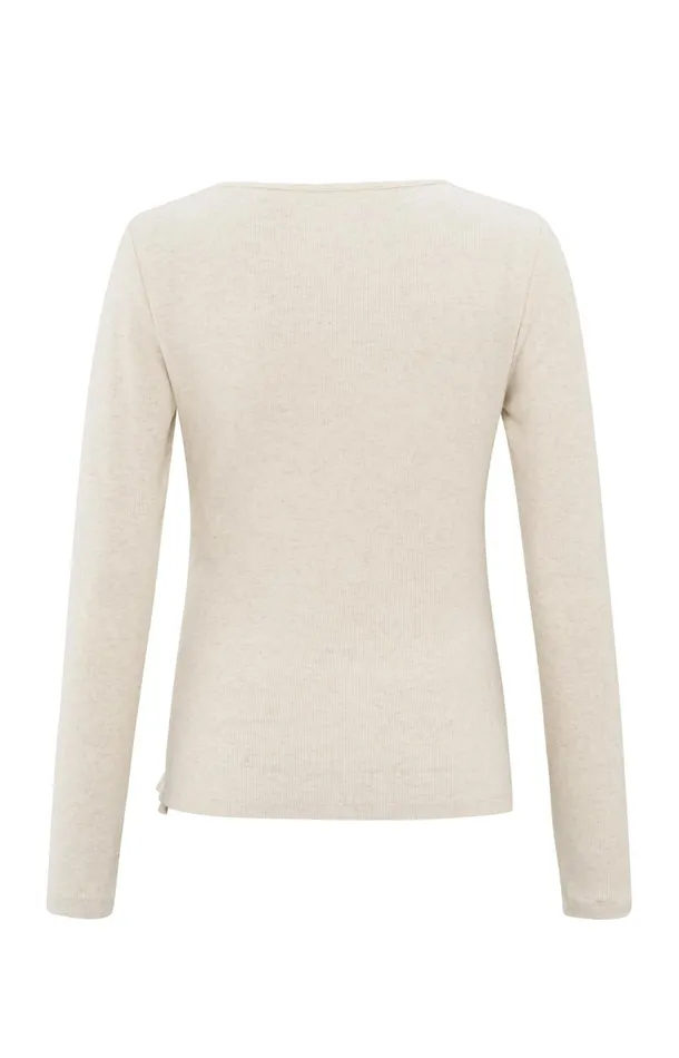 Beige Top With Long Sleeves And Asymmetrical Button Details Light Beige Melange Women YAYA Tops Beige Top With Long Sleeves And Asymmetrical Button Details Light Beige Melange Women YAYA Tops