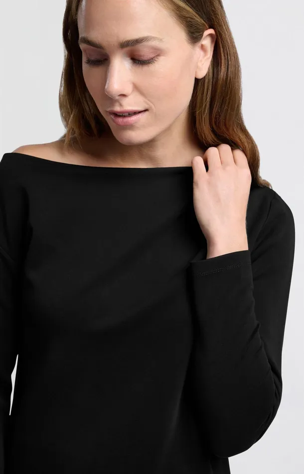 Black Offshoulder Dress With Long Sleeves Black Women YAYA Dresses Black Offshoulder Dress With Long Sleeves Black Women YAYA Dresses