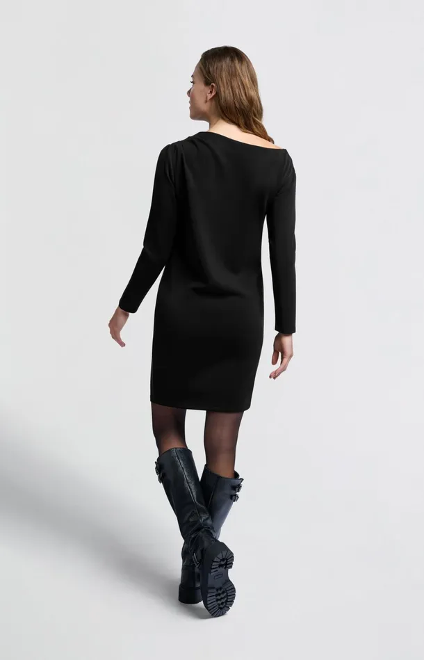 Black Offshoulder Dress With Long Sleeves Black Women YAYA Dresses Black Offshoulder Dress With Long Sleeves Black Women YAYA Dresses