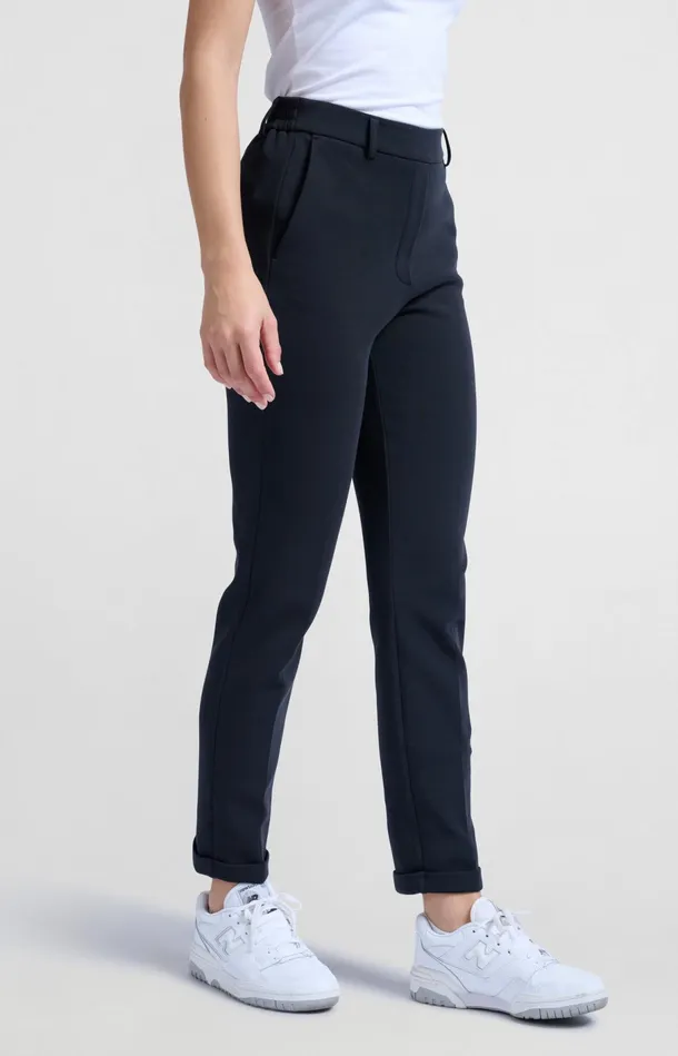 Black Scuba Trousers With Straight Legs And Flap Pockets Pirate Black Women YAYA Trousers Black Scuba Trousers With Straight Legs And Flap Pockets Pirate Black Women YAYA Trousers