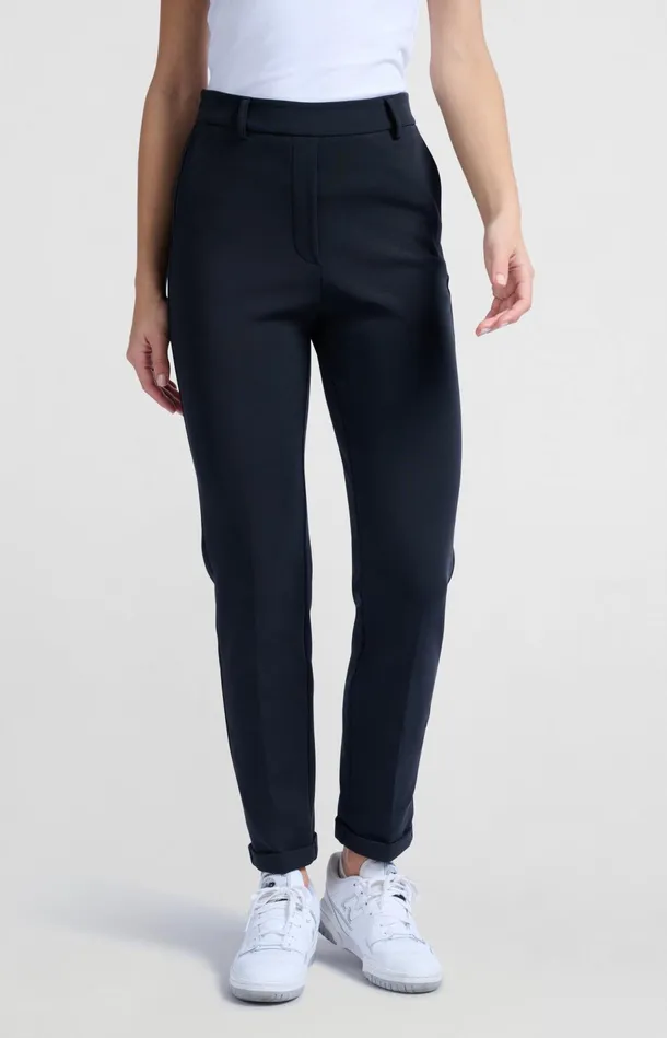 Black Scuba Trousers With Straight Legs And Flap Pockets Pirate Black Women YAYA Trousers Black Scuba Trousers With Straight Legs And Flap Pockets Pirate Black Women YAYA Trousers