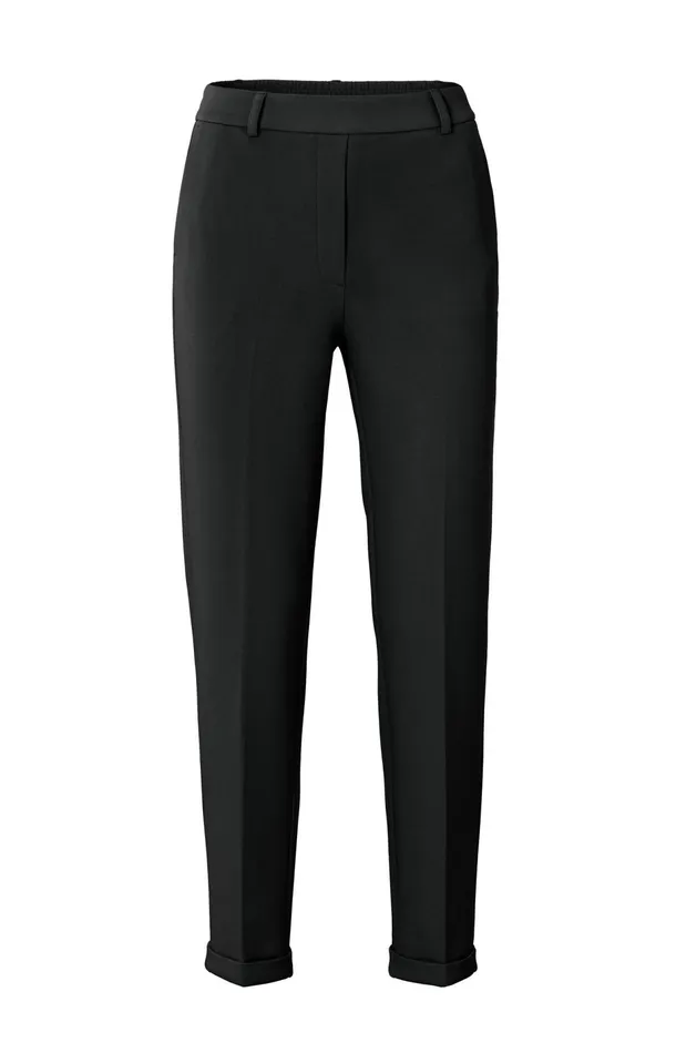 Black Scuba Trousers With Straight Legs And Flap Pockets Pirate Black Women YAYA Trousers Black Scuba Trousers With Straight Legs And Flap Pockets Pirate Black Women YAYA Trousers