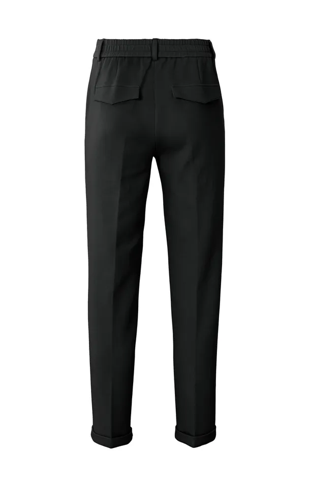 Black Scuba Trousers With Straight Legs And Flap Pockets Pirate Black Women YAYA Trousers Black Scuba Trousers With Straight Legs And Flap Pockets Pirate Black Women YAYA Trousers
