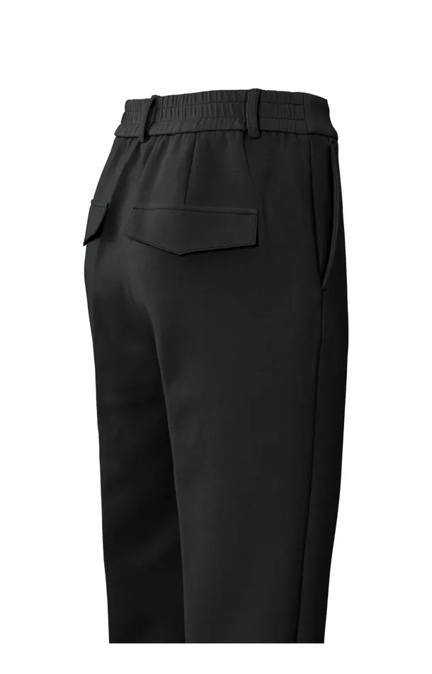 Black Scuba Trousers With Straight Legs And Flap Pockets Pirate Black Women YAYA Trousers Black Scuba Trousers With Straight Legs And Flap Pockets Pirate Black Women YAYA Trousers