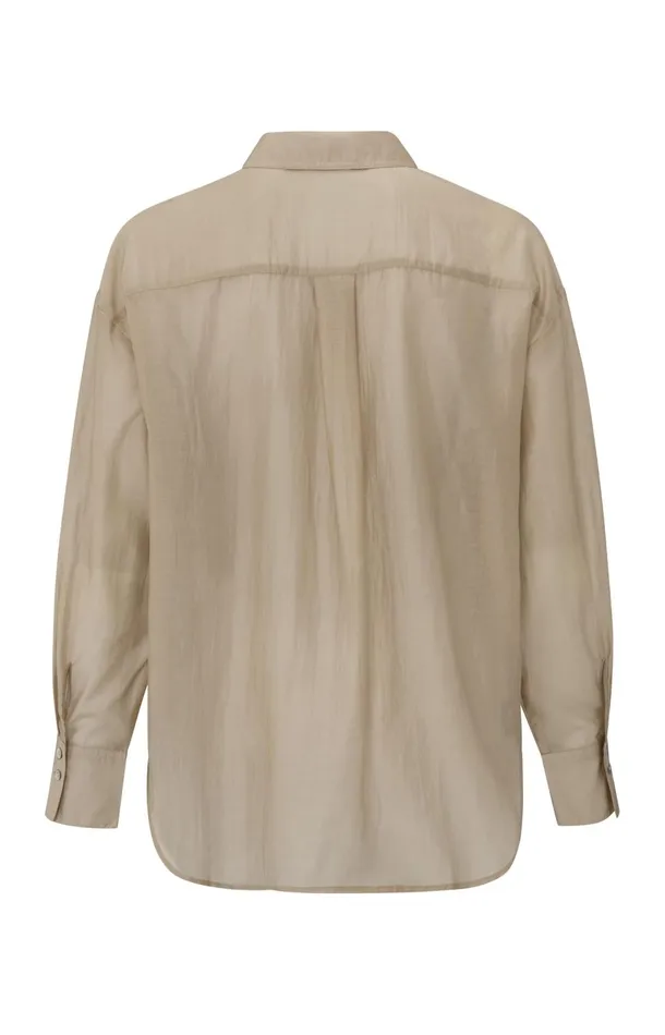 Blouse With Hidden Button Placket And Loose Fit Humus Beige Women YAYA Blouses