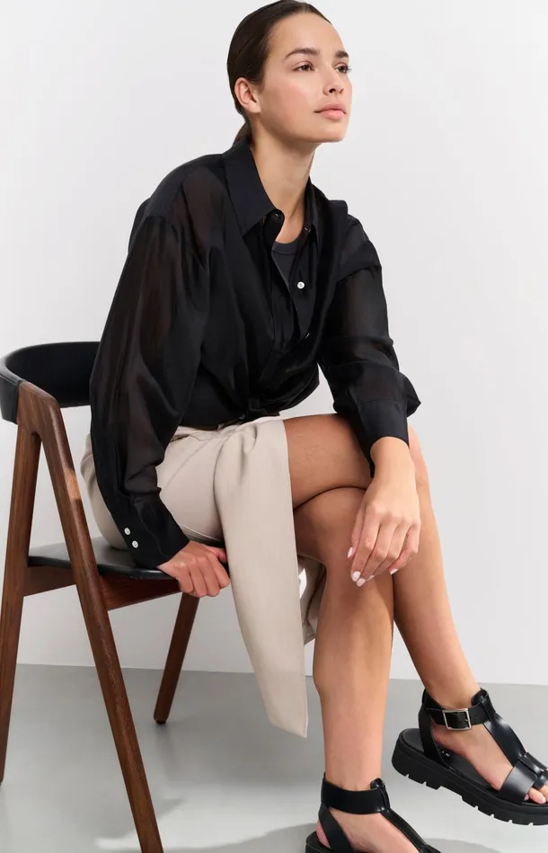 Blouse With Hidden Button Placket And Loose Fit Phantom Women YAYA Blouses