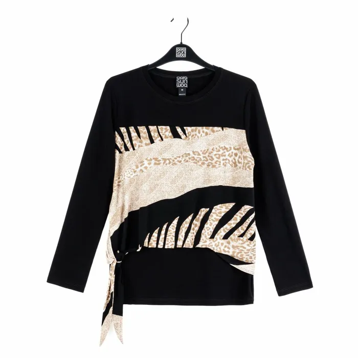 Blouson Overlay Side Tie Detail Top 8211 Safari Patch 8211 Final Sale Women Clara Sunwoo Tops Tunics