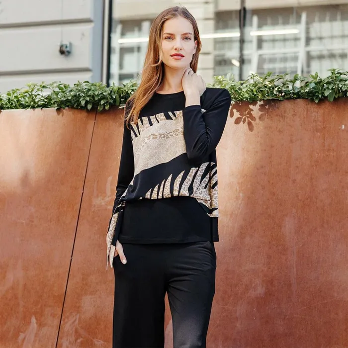 Blouson Overlay Side Tie Detail Top 8211 Safari Patch 8211 Final Sale Women Clara Sunwoo Tops Tunics