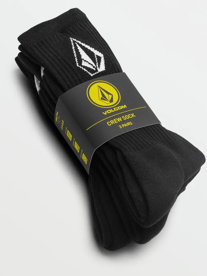 Boys Accessories Volcom Big Boys Full Stone Socks 3 Pack 8211 Black