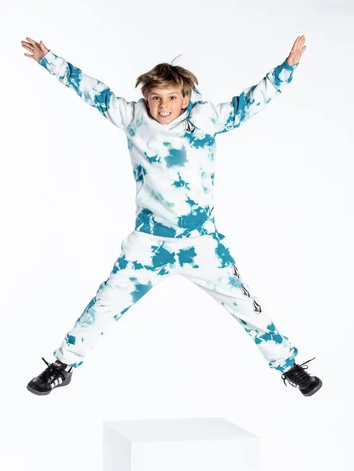 Boys Pants Volcom Big Boys Iconic Stone Fleece Pants 8211 Lime Tie Dye