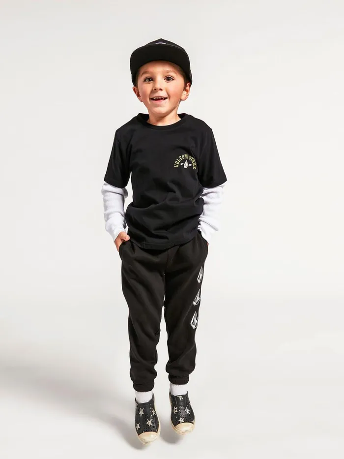 Boys Pants Volcom Little Boys Iconic Stone Fleece Pants 8211 Black