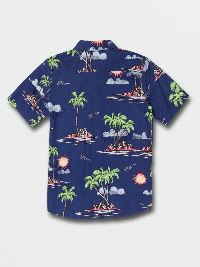 Boys Shirts and Flannels Volcom Big Boys Isle Hoppa Short Sleeve 8211 Niagra