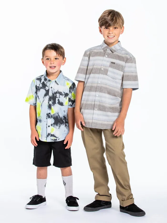 Boys Shirts and Flannels Volcom Big Boys Planer Short Sleeve 8211 Celestial Blue