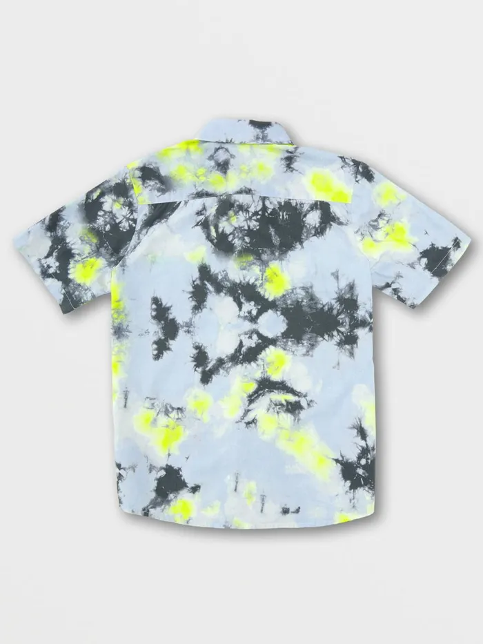 Boys Shirts and Flannels Volcom Big Boys Saturate Short Sleeve 8211 Lime Tie Dye