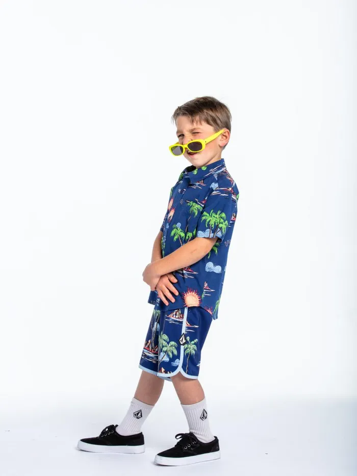 Boys Shirts and Flannels Volcom Little Boys Isle Hoppa Short Sleeve 8211 Niagra