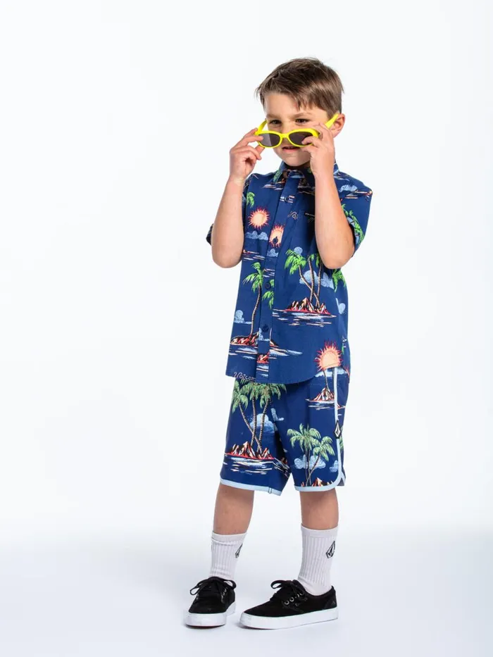 Boys Shirts and Flannels Volcom Little Boys Isle Hoppa Short Sleeve 8211 Niagra