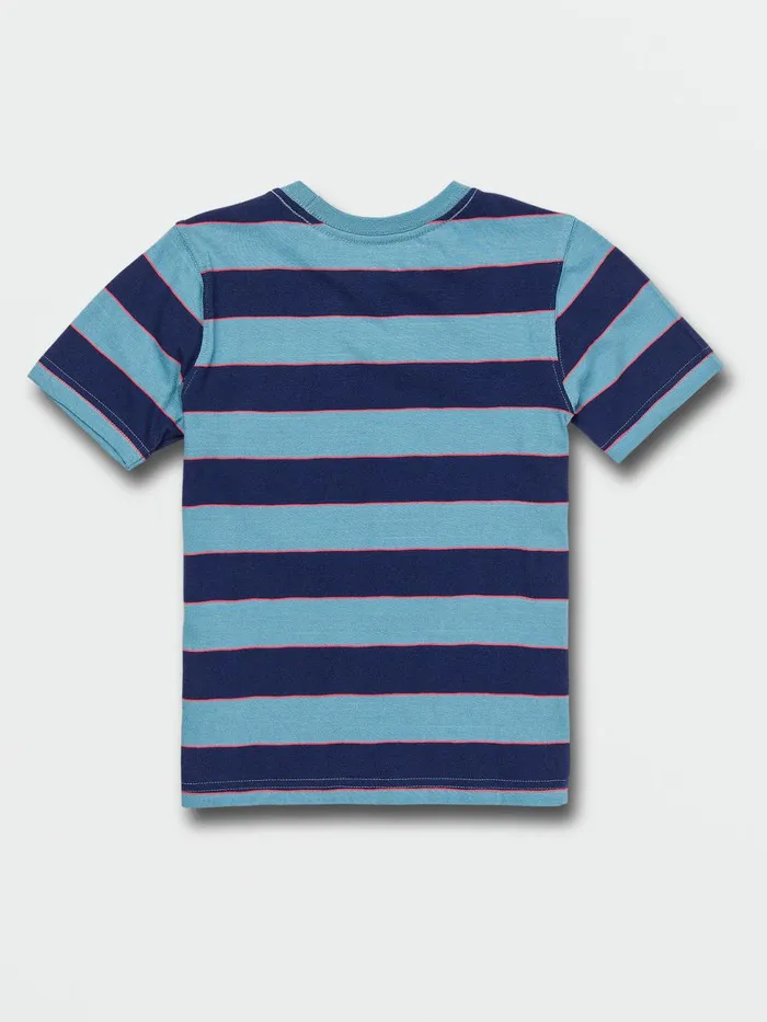 Boys Shirts and Flannels Volcom Little Boys Maxer Stripe Crew Short Sleeve 8211 Blueprint