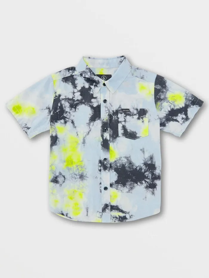Boys Shirts and Flannels Volcom Little Boys Saturate Short Sleeve 8211 Lime Tie Dye