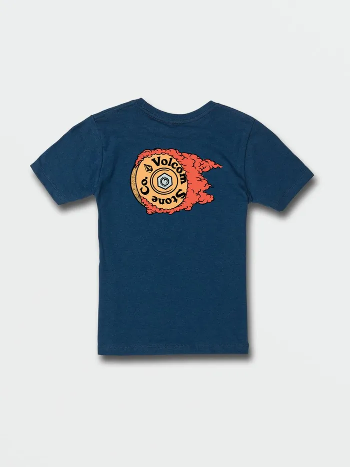 Boys TShirts and Tanks Volcom Little Boys Burnin Short Sleeve Tee 8211 Harbor Blue
