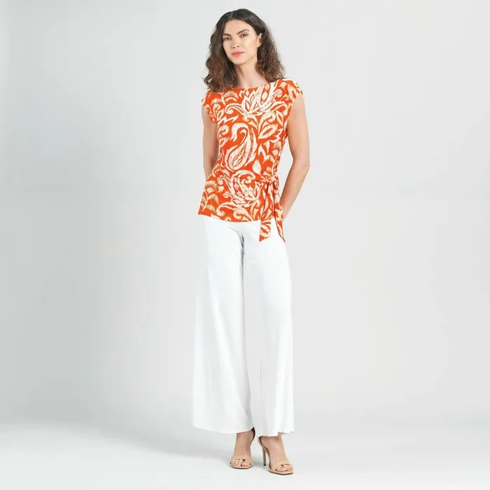 Butter Knit 8211 Cap Sleeve Side Tie Top 8211 Paisley Lotus Coral 8211 Final Sale Women Clara Sunwoo Tops Tunics Butter Knit 8211 Cap Sleeve Side Tie Top 8211 Paisley Lotus Coral 8211 Final Sale Women Clara Sunwoo Tops Tunics