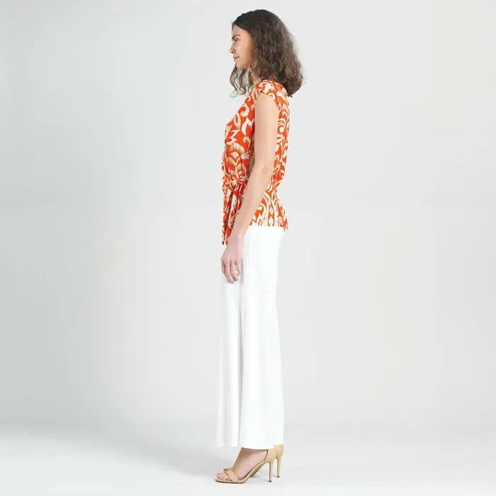Butter Knit 8211 Cap Sleeve Side Tie Top 8211 Paisley Lotus Coral 8211 Final Sale Women Clara Sunwoo Tops Tunics