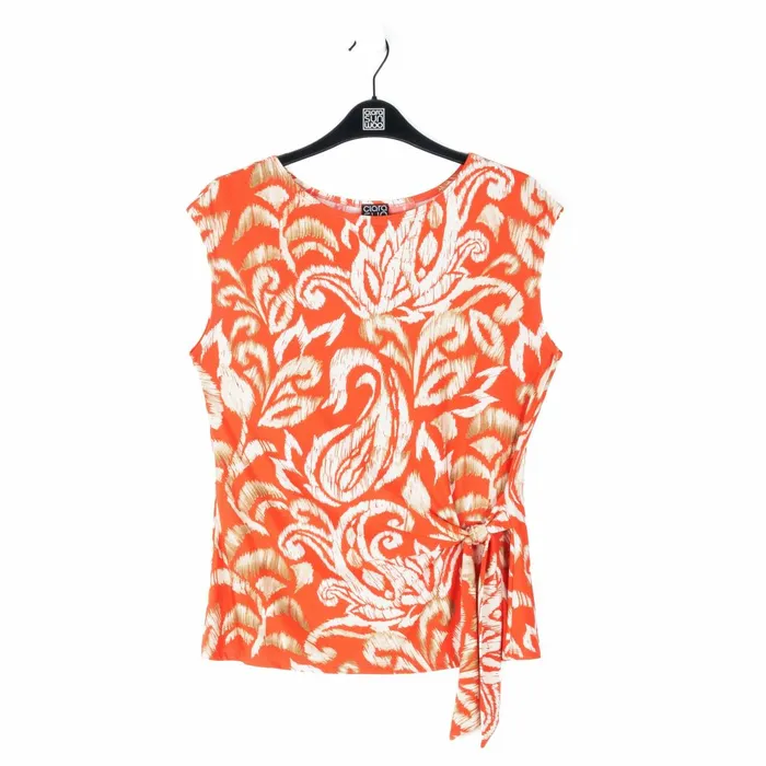 Butter Knit 8211 Cap Sleeve Side Tie Top 8211 Paisley Lotus Coral 8211 Final Sale Women Clara Sunwoo Tops Tunics
