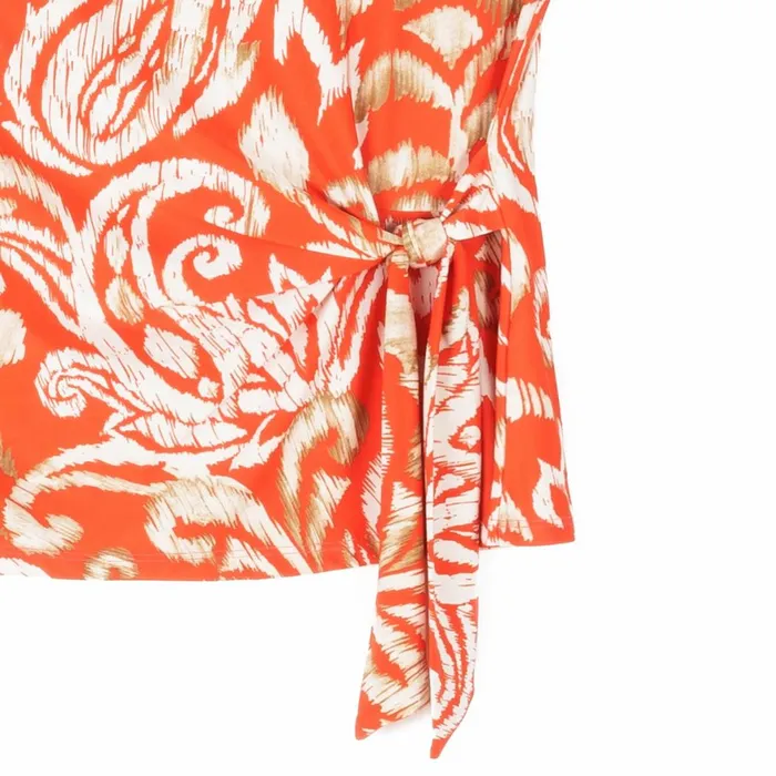 Butter Knit 8211 Cap Sleeve Side Tie Top 8211 Paisley Lotus Coral 8211 Final Sale Women Clara Sunwoo Tops Tunics