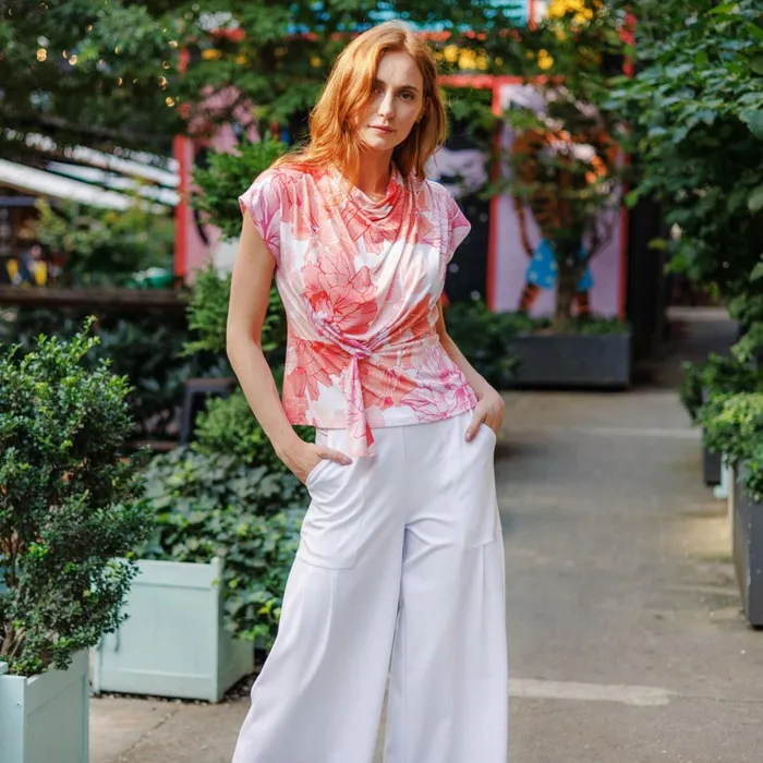 Butter Knit 8211 Drape Neck Loop Front Top 8211 Sunset Petals Women Clara Sunwoo Spring Collection