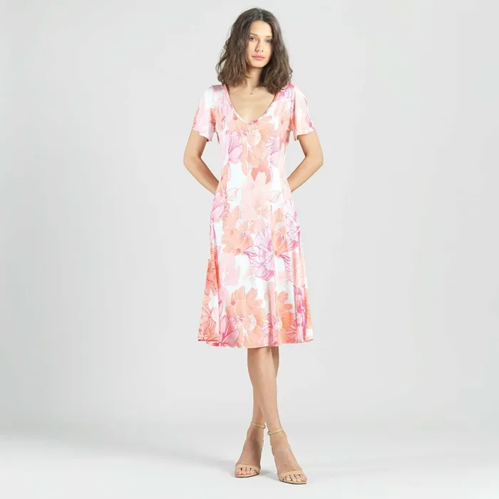 Butter Knit 8211 Flutter Sleeve ALine Midi Dress 8211 Sunset Petals Women Clara Sunwoo Spring Collection Butter Knit 8211 Flutter Sleeve ALine Midi Dress 8211 Sunset Petals Women Clara Sunwoo Spring Collection