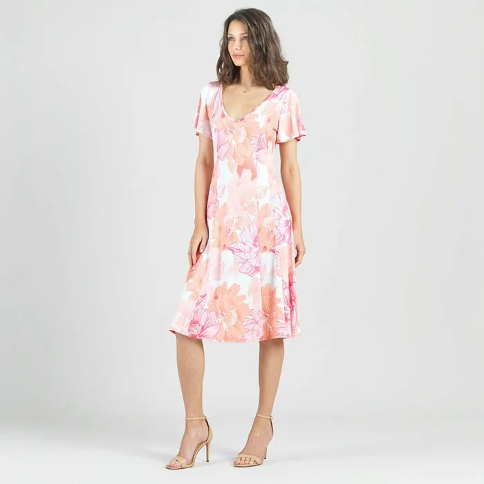 Butter Knit 8211 Flutter Sleeve ALine Midi Dress 8211 Sunset Petals Women Clara Sunwoo Spring Collection