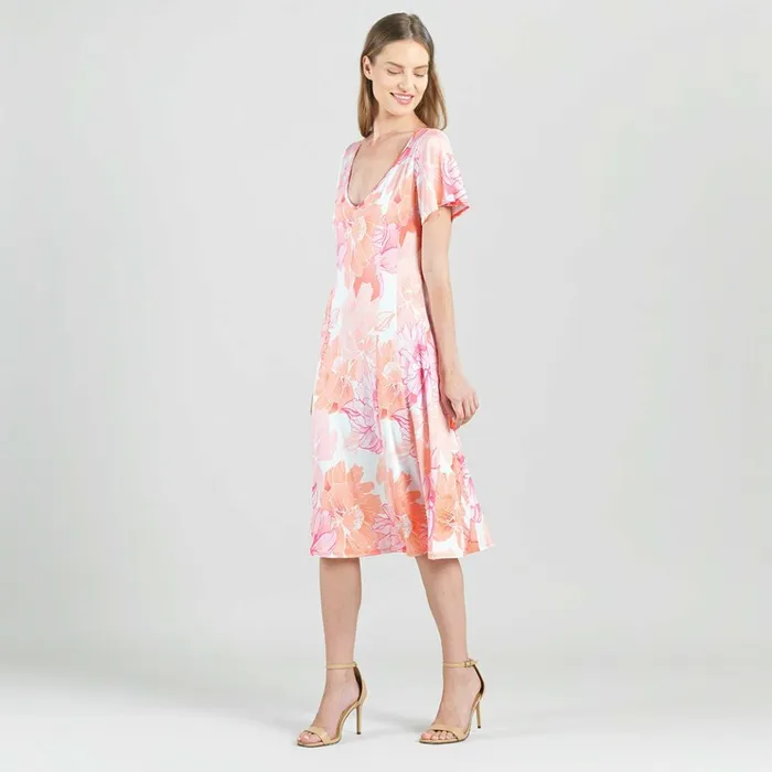 Butter Knit 8211 Flutter Sleeve ALine Midi Dress 8211 Sunset Petals Women Clara Sunwoo Spring Collection