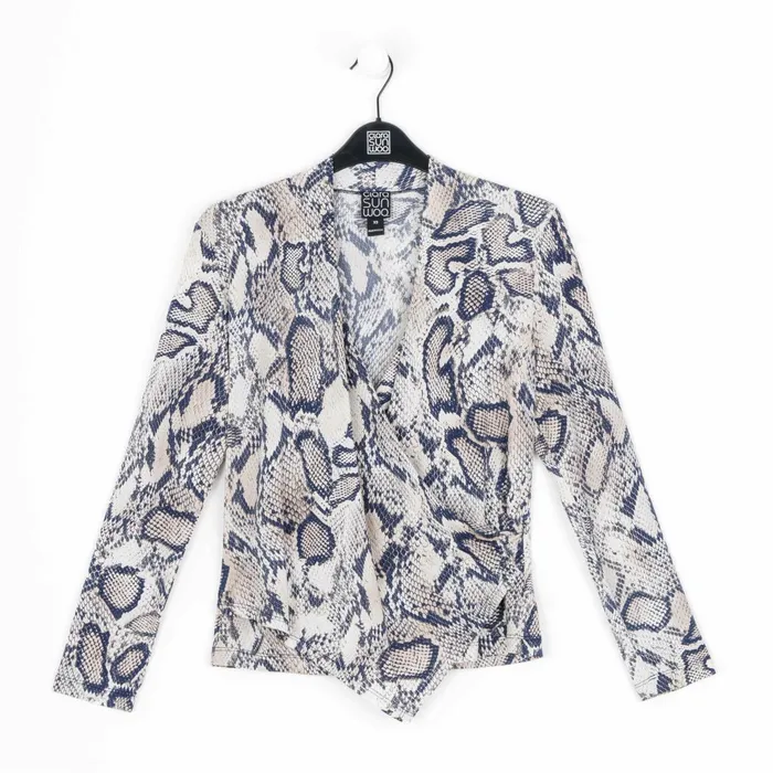 Butter Knit 8211 Long Sleeve Crossover Faux Wrap Top 8211 Python Scale 8211 Final Sale Women Clara Sunwoo Tops Tunics
